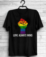 Love Always Wins Pride เสื้อยืดผู้ชาย Rainbow Bisex Homosex 100 Cotton O-Neck Summer Short Sleeve Casual Mens T-Shirt