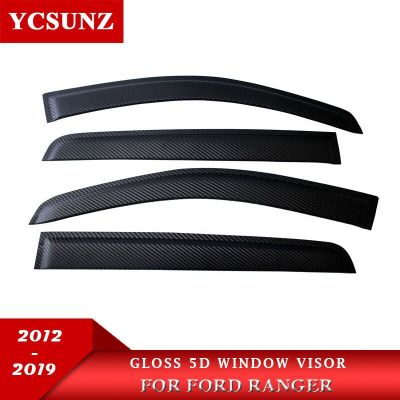 5D หน้าต่าง Visor Rain Sun Deflectors Guard Vent Shade สำหรับ Ford Ranger T6 T7 T8 Wildtrak 2012-2019