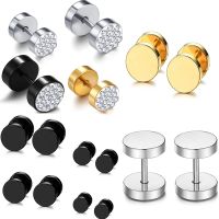 JUNLOWPY Surgical Steel 16g Mens Fake Plugs Cheater Faux Ear Illusion Tunnel Gauge Earring Stud Stretcher Body Piercing Jewelry