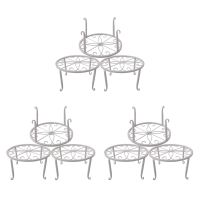 Metal Plant Stand Floor Flower Pot Rack Iron Art Plant Stands Pot Holder,9 Pieces in One Package (White)