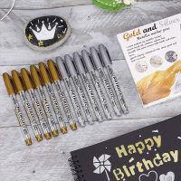 Metallic Waterproof Permanent Paint Marker Pens Golden and Silvery Drawing Office Supplies DIY Craftwork Pen Metallic Markers
