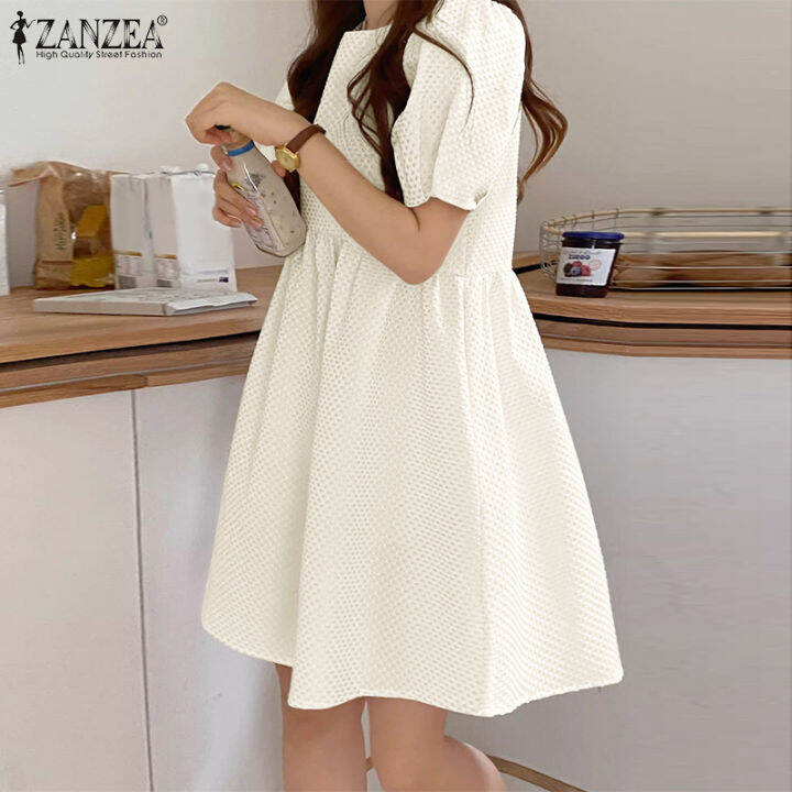 สินค้ามาใหม่-จัดส่งฟรี-fancystyle-zanzea-ชุดซันเดรสสไตล์เกาหลีของผู้หญิงสวยทรงเอไลน์แขนพองหลวมสำหรับวันหยุดชุดเดรสทรงแข็ง-9