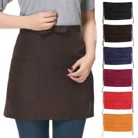 1 Pc Half Short Waist Polyester Apron Waitress Waiter With Pocket Kitchen Cafe Pub Bar Apron for Men Women 6 Colors Aprons