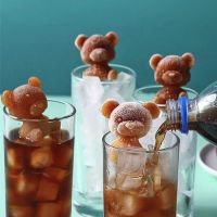 Bear Ice Cube Mold Food Grade Silicone Odourless Cartoon Whiskey Wine Drink Coffee Ice Mold Coffee Ice Cream Mould Kitchen Tool