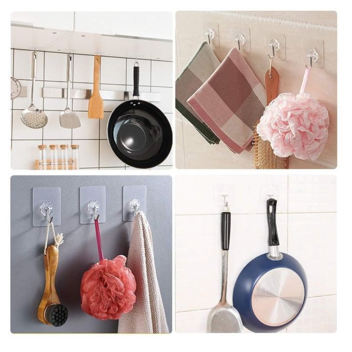 5-10pcs-transparent-stainless-steel-strong-self-adhesive-hooks-key-storage-hanger-for-kitchen-bathroom-door-wall-multi-function