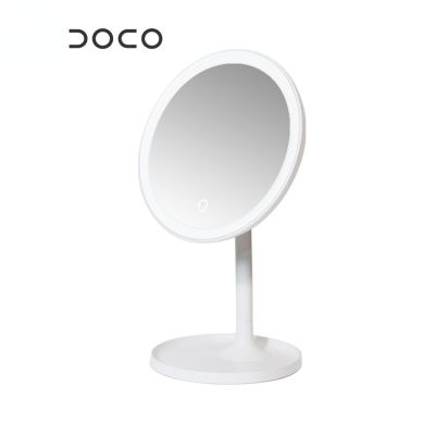 Dico กระจกเอชดีแต่งหน้าทรงกลมระบบเดียวชาร์จ USB มิเรอร์ตอนกลางวันปรับความสว่างได้หน้าจอสัมผัสของขวัญสำหรับเด็กผู้หญิง