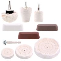 10 Pcs Buffing Pad Polishing Wheel Kits with 3Pcs Rouge Compound with 1/4 inch Handle for Manifold Aluminum Stainless Steel