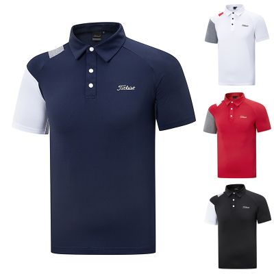 Titleist Mens golf shirt t-shirts outdoor sports leisure elastic loose sweat coat collar short sleeve polo unlined upper garment 2023 new【Promotional price】