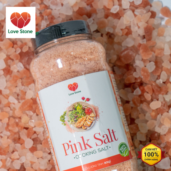 Muối ăn pink salt himalaya love stone  900g  theo tiêu chuẩn muối ăn bộ y - ảnh sản phẩm 5