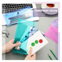 48Pcs Plastic Envelopes with Label Stickers Plastic Pencil Pouch for A6 Size Files School Office Storage Supplies