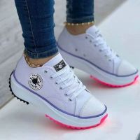 ◈✒✹ Classic Canvas Shoes Women Sneakers Solid Lace Up Casual Platform Shoes for Women2023 New