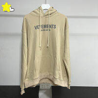 ที่มีคุณภาพสูงผ้าฝ้าย100 ขนาดใหญ่ VETEMENTS Limited Edition เสื้อกันหนาวหมวกผู้ชายผู้หญิงสตรีทแคชชวลแอปริคอท VTM คลุมด้วยผ้า P Ullovers