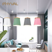 Wooden Nordic Pendant Lights For Home Lighting Modern Hanging Lamp Aluminum Lampshade LED Bulb Bedroom Kitchen Light iron E27