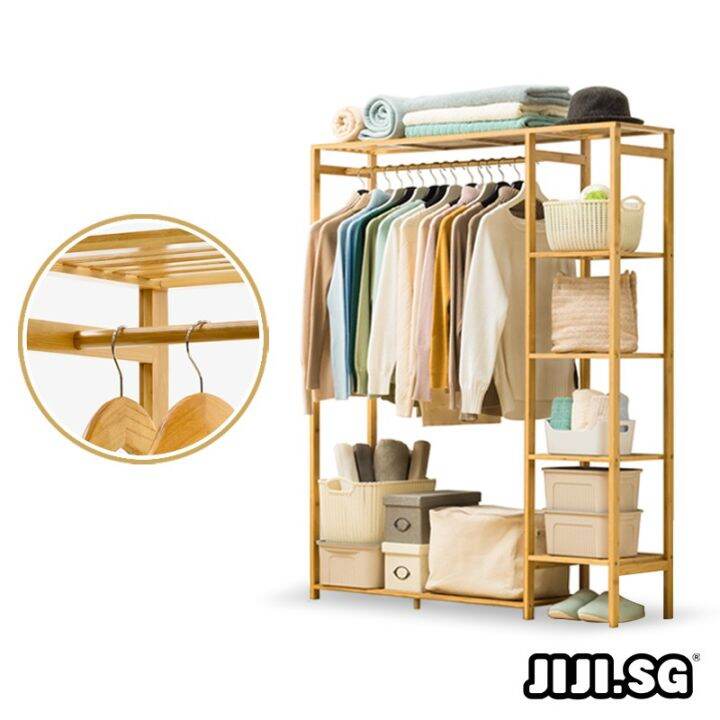 (JIJI.SG) Open Concept Solid Wood Wardrobe (SelfAssembly) Solid Wood Furniture / Wardrobe