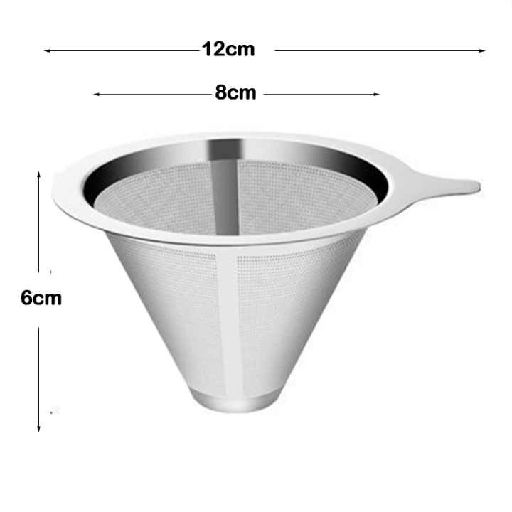 Reusable Double Layer 304 Stainless Steel Coffee Filter Holder Pour Over Coffees Dripper Mesh