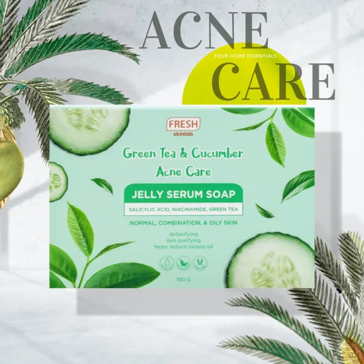 FRESH SKINLAB GREEN TEA AND CUCUMBER ACNE CARE JELLY SERUM SOAP 100G