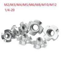 5-50pcs M2 m3 m4 m5 m6 m8 M10 M12 captive nuts Four Prong Furniture T Nut Inserts For Wood Zinc Plated Furniture Protectors Replacement Parts