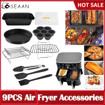9Pcs Dual Air Fryer Accessories Double Basket Airfryer Accessory for Ninja  Foodi AF300UK/AF400UK/Deep Air Fryers 7.6L-9.6L