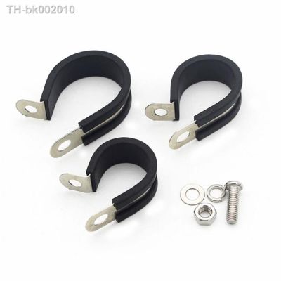 ﹊▽○ 2pcs Rubber Lined P Clips 304 Stainless Steel P-Clip R-type Pipe Clamp Cable Hose Pipe Clamp Fixed Bracket 6mm 8 10 12 14 - 50mm
