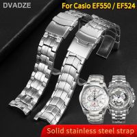 นาฬิกา Casio EF-524 EF-550D สแตนเลสสตีลสำหรับผู้ชาย,เข็มขัดโลหะ5051 EF-524D สายรัดข้อมือนาฬิกาข้อมือสายเหล็กแบบไม่พวงกุญแจ22มม.