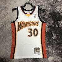 ร้อนแรงกดเสื้อกีฬาของแท้ผู้ชาย Golden State Warriorss Stephenn Curry 2009-10 Mitchell Hardwood CLASSIC Jersey-สีขาว