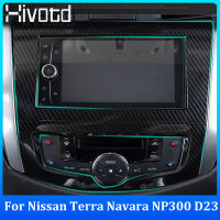 Hivotd 4X NP300 Nissan TERRA 2018-2021 /Navara PRO D23 2015-2023กรอบตกแต่งระบบนำทางรถยนต์ฝาครอบตกแต่งลูกบิดปรับค่าด้วยอากาศสแตนเลสพลาสติก ABS ชุบโครเมียมสีเงินสีดำสีฟ้าคาร์บอนอุปกรณ์ตกแต่งภายในรถยนต์