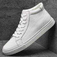 Genuine Leather White High Top Sneakers Men Skate Shoes Skateboard Shoes Black Big Size 48 49 Autumn Winter Plush