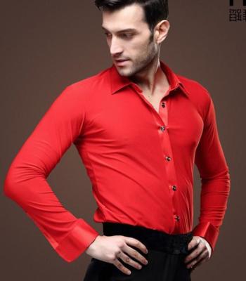 ❍✷■ 1pcs/lot men white red black dance Performance Ballroom Modern Salsa Tango Samba latin top men shirts boys dancewear