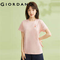 HOT”GIORDANO ผู้หญิง เสื้อยืดผ้าฝ้ายถักเครื่องดื่มน้ำแข็งฤดูร้อนพิมพ์คอกลมแขนสั้น Free Shipping 05393384