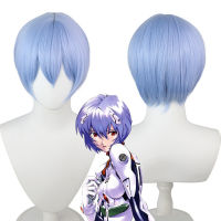 อะนิเมะ Ayanami Rei วิกผมสั้นแสงสีฟ้าคอสเพลย์ ayanari EVE ทนความร้อนสังเคราะห์บทบาทเล่นฮาโลวีนผมคอสเพลย์