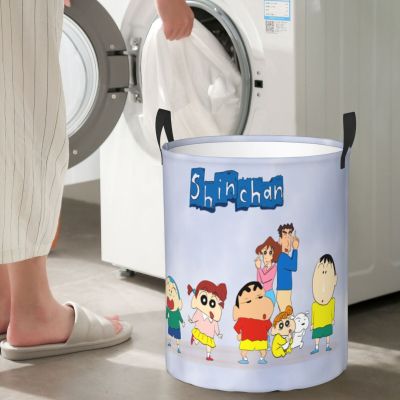 Crayon Shin-Chan ตะกร้าผ้าผ้ากันน้ำ Oxford ความจุขนาดใหญ่,ตะกร้าที่เก็บเสื้อผ้าสกปรกในห้องน้ำตะกร้าผ้ากันน้ำที่ใช้ในครัวเรือน