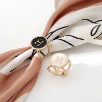 [COD] and Korean high-end silk scarf buckle all-match letter ring simple