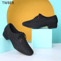 Men Standard Dance Shoes Ballroom Shoe Breathable Mesh Low-heel Practice Competition Men Modern Dancing Dance Sport Shoe