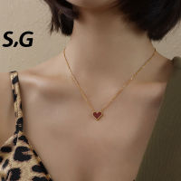 S, G-French,Light Luxury โซ่ไหปลาร้ารัก,สร้อยคออะคริลิค,เหล็กไทเทเนียมทอง18K