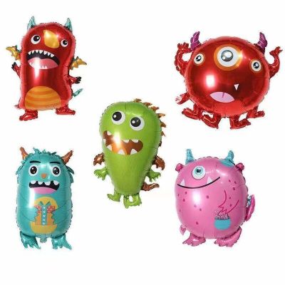 Little Monster Balloon Space Alien Balloon Cartoon Childrens Birthday Party Decorative Balloon Toy Placement Ball Artificial Flowers  Plants