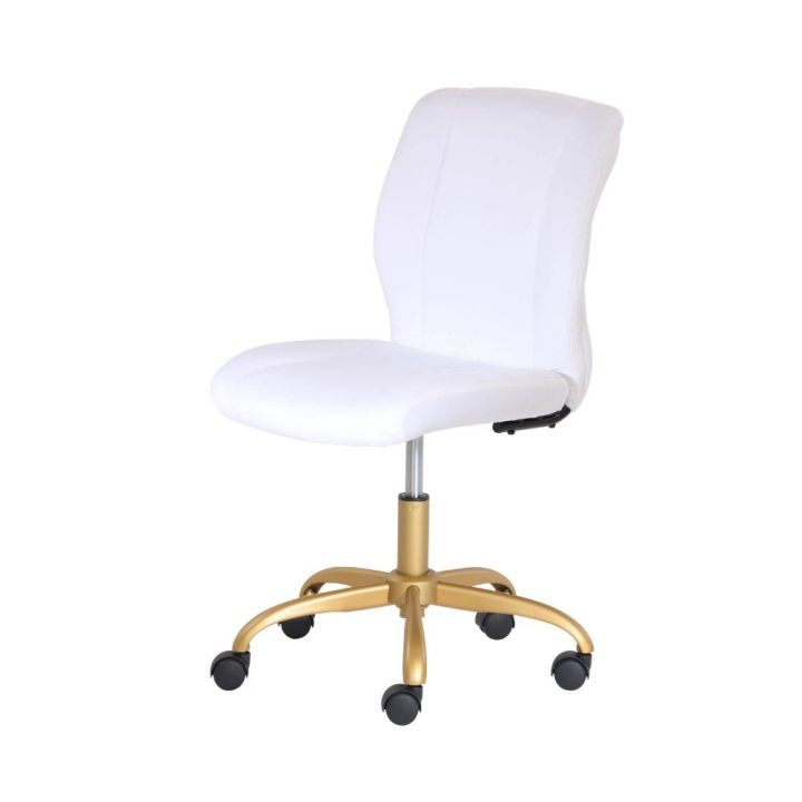 เก้าอี้โต๊ะเฟอร์นิเจอร์หมุนได้สำหรับผ่อนคลายทำจากคอมพิวเตอร์-gratis-ongkir-กำมะหยี่ขนยาวสีขาวแบบเก้าอี้สำนักงาน