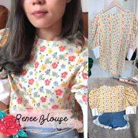 PATTERN.P BS016 :  Renee Blouse  เสื้อแฟชั่นแขนพองลายดอกไม้ คัตติ้งริ้วช่วงไหล่สไตล์วินเทจ