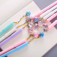 5PcsLot Cute Glass Ball Stars Pendant Gel Pen 0.5mm Black Gel Ink Pen Kawaii Netural Pens School Office Stationery Kids Gift