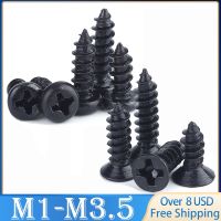 50-200 Buah M1 M1.2 M1.4 M1.7 M2 M2.6 M3 M3.5 Baja Hitam Phillips Countersunk Datar Lintas Bulat Kepala Pan Sekrup Kayu Mengetuk Sendiri