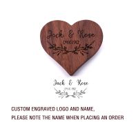 Wood Custom Wedding Valentine Walnut Proposal Engagement Ring Holder Packaging Earring Storage Box Customize LOGO