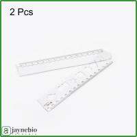 JAYNEBIO 2pcs พับเก็บได้ เครื่องมือวัดขนาด ยืดหยุ่นได้ ใสสะอาด เครื่องมือร่างแบบ โปร่งใสโปร่งใส พีวีซีพีวีซี ไม้บรรทัดโลหะสำหรับตกแต่ง ออฟฟิศสำหรับทำงาน