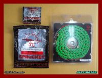 HONDA GROM125 MSX125 FRONT (14T) &amp; REAR (28T) SPROCKET &amp; CHAIN (420N) (120L) "GREEN" SET #สเตอร์หน้า14ฟัน สเตอร์หลัง28ฟัน โซ่สีเขียว