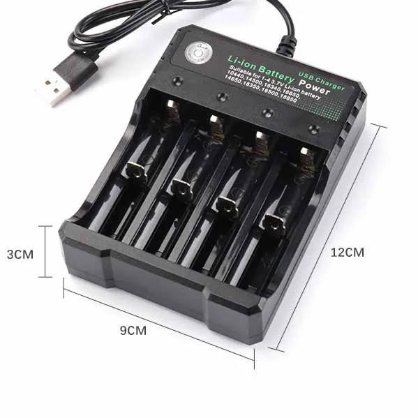 Dgdfhj Shop 1 2 4 Slots  18650 14500 USB Lithium-ion Battery Power  Charger Independent Charging AA  18350 16340 Adapter 