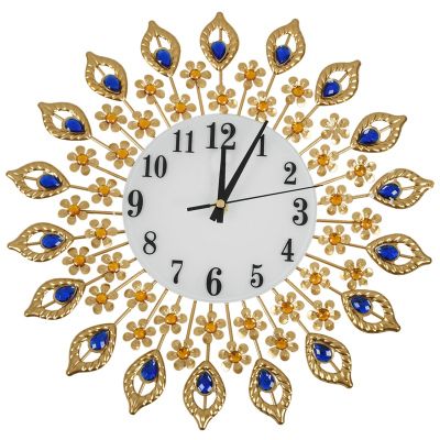 Luxury Artificial Crystal Diamond Large Wall Clock Metal Living Room Wall Clock Home Art Decoration (#1 Gold)