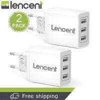 【HOT】 Daroghawala LENCENT 2แพ็ค3พอร์ต USB เครื่องชาร์จติดผนัง EU พร้อมที่ชาร์จโทรศัพท์มือถือในรถยนต์17W/3.4A พร้อมเทคโนโลยี Auto-ID และอื่นๆปลั๊กแบบหลายพอร์ต