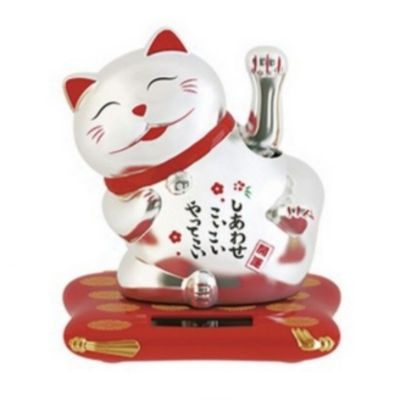 สินค้าใหม่ Lucky Cat แมวกวัก ตุ๊กตาแมวกวัก ขนาด 7.5cm แมวกวักนำโชค แมวกวักญี่ปุ่น แมวกวักโซล่าเซล สีเงิน