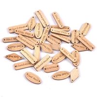 50Pcs Retro Wooden Button quot;Hand Made quot; tags Wood Sewing Accessories For Clothes Handmade Scrapbooking Craft DIY cp3361