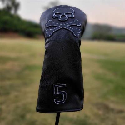 THY06สำหรับ Driver Fairway Skull สำหรับ Hybrid PU หนัง Club Head Protector จำนวนแท็กหัวไม้ครอบคลุม Golf Club Headcover Husky Design Golf Putter Cover