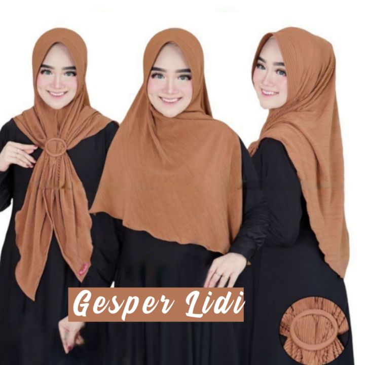 Jilbab Instan Hijab Bergo Plisket Gesper Kerudung Dewasa Model Terbaru 2023 Kekinian Viral