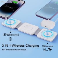 20W 3 In 1 Magnetic Wireless Charger Foldable Charger Magsafe Stand Holder for Magsafe IPhone 14 13 Pro Max /Airpod /IWatch 7 6